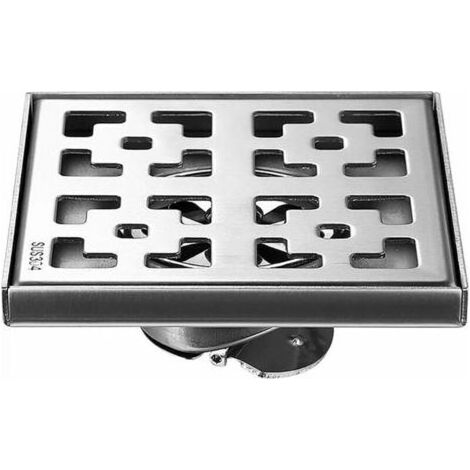1pc Drain de Douche en Acier Inoxydable Carré Caniveau de Douche avec Grande Calibre Anti Encrassement Drain 15X15cm (1/5)