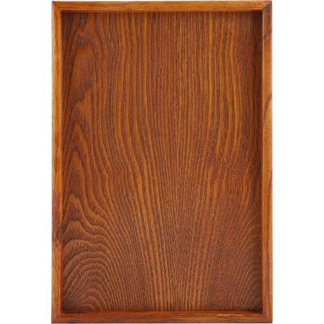 Plateau rectangulaire en bois pour thé, service de table, assiette à en-cas, plat de rangement pour aliments, idéal pour l'hôtel et la maison (35 x 24 cm) (1/5)