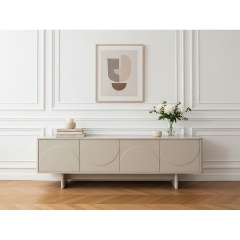 BOBOCHIC - Meuble TV 4 portes 180 cm ESTEBAN formes géométriques   Beige (1/5)