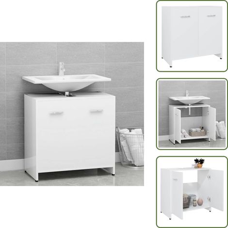 Badezimmerschrank Weiß 60x33x61 cm Holzwerkstoff - Badezimmermöbel - Holzschrank - Aufbewahrungsschrank - Waschtischunterschrank - Weißer Schrank