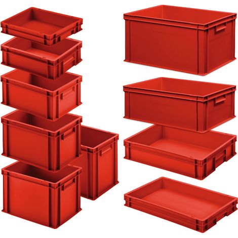 BRB Set mit 10 Eurobehältern in 10 versch. Größen/Höhen, 6x 400x300 / 4x 600x400 mm, rot