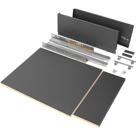 Emuca Kit cassettiera per cucina o bagno Vertex, altezza 178mm con tavole incluse, modulo 450mm, Grigio Antracite