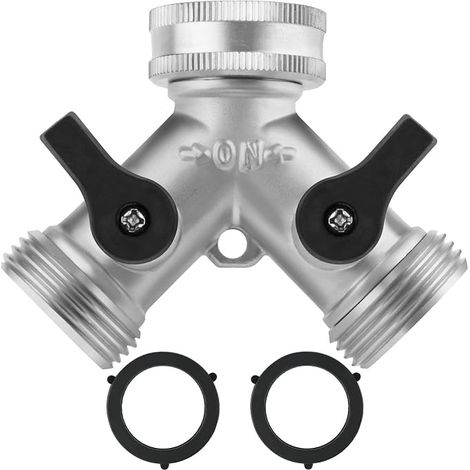 3/4" 2 Way Y Distributor Brass Double Outlet Tap Double Washing Machine Tap with 2 Taps, Water Distributor for Connecting 2 Appliances for Garden Tap Gold (1/5)