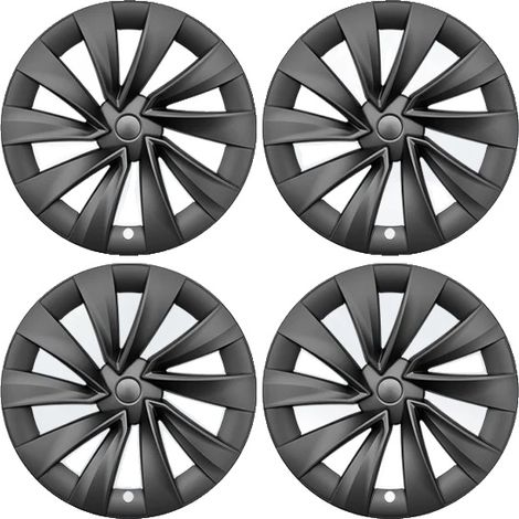 Tapas centrales para ruedas, plástico resistente, compatibles con ruedas Tesla Model Y de 20 pulgadas, color negro mate Turbine, Tesla, nuevo Model Y de 20 pulgadas, 2025 Juniper (1/2)