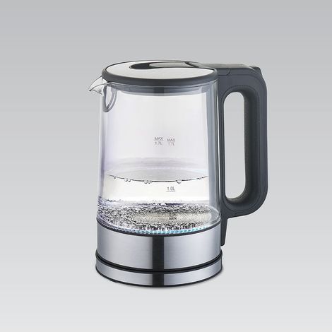 Maestro MR-053 - Hervidor de agua (cristal, 1,7 L, 2200 W, LED, apagado automático, filtro antical, base giratoria de 360°, diseño moderno, color negro (1/2)