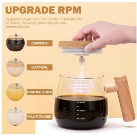 Tasse À Café À Agitation Automatique de 400 ml, Tasse À Agitation, Tasse à Mélanger Électrique, Avec Couvercle Tasse Mélangeur - fy (1/4)