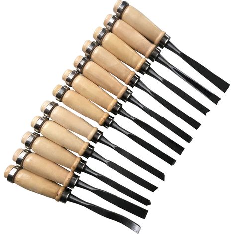 Jeu de 12 gouges à bois professionnelles, ciseaux à sculpter main, couteaux de sculpture sur bois, coffret complet pour menuiserie et artisanat, édition Asie du Sud-Est. (1/5)