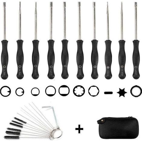 Jeu de 10 tournevis carburateur + sac EVA + brosse de nettoyage. jeu d'outils pour le réglage du carburateur Outil tournevis pour carburateur (1/5)
