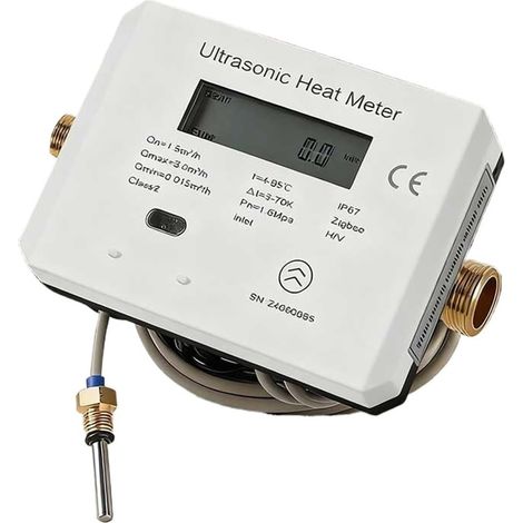 Compteur de Chaleur à ultrasons avec écran LCD, climatiseur, Compteur d'eau Froide et Chaude, Compteur d'énergie de Chauffage, Fonctionne(DN15) (1/5)