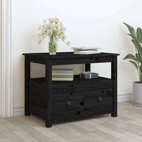 Table basse de salon, Table Café, Noir 71x49x55 cm Bois massif de pin OIB2514E (1/5)