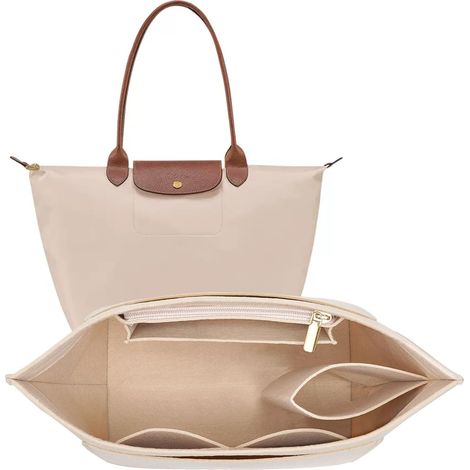 Aufbewahrungstasche aus Filz mit mehreren Fächern (beige, 28x25x17 cm), Tragetasche. (1/5)