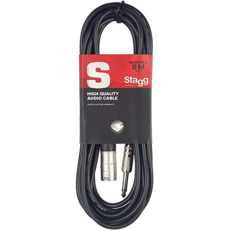 Cavo maschio da XLR a jack sbilanciato per collegare la chitarra a un DI box, effetti, ecc. o per il collegamento diretto a un mixer, nero, 6 m