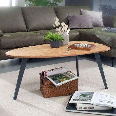 Table basse forme galet 110x60x45 cm en acacia et fer (1/5)