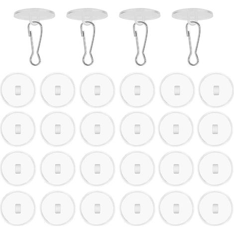 Lot de 60 crochets de plafond transparents autocollants sans perçage, crochets décoratifs avec clips pour mât de drapeau, pour plafonds, murs, anniversaires, Noël (1/5)
