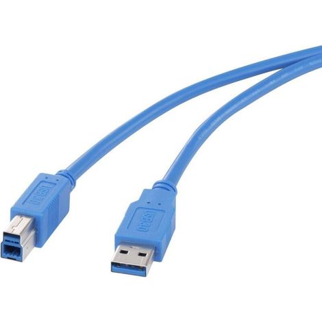 Trywise Câble USB USB 3.2 Gen1 (USB 3.0) USB-A mâle, USB-B mâle 1.80 m bleu contacts dorés RF-4260504 W579861 (1/3)