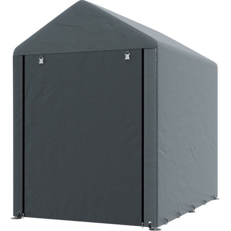 Abri de jardin, tente de rangement, robuste et résistant aux intempéries, structure en acier, 1,2 x 1,8 x 1,6 m, gris foncé, livraison sur place (1/5)