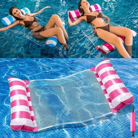 2 Pièces Hamac Piscine Filet, 4 in 1 Bouée Piscine Adulte, Matelas Piscine Filet, Hamac Matelas Piscine Gonflable, Hamac de Piscine, Hamac Gonflable Piscine pour Les Vacances à la Plage (1/5)