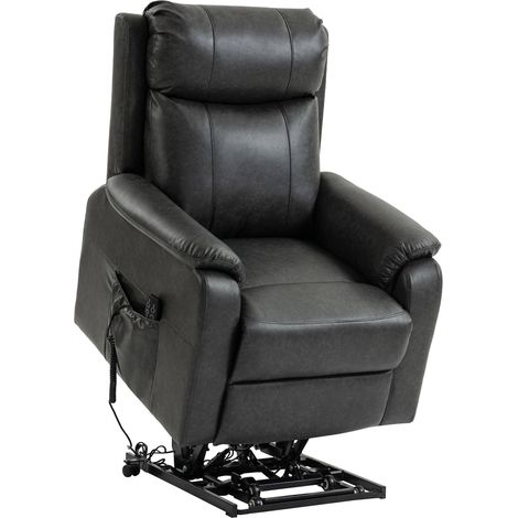 Elektrischer Relaxsessel, schwarzes Kunstleder, Doppelmotor