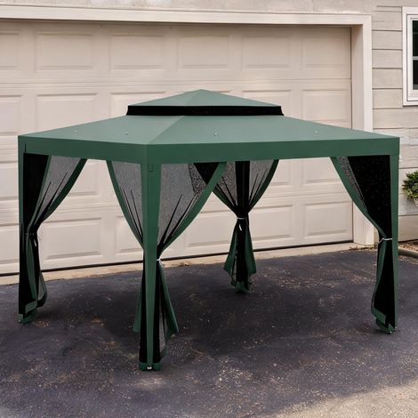 Tonnelle de jardin verde en poliéster métal 297 x 297 x 268 cm (1/5)