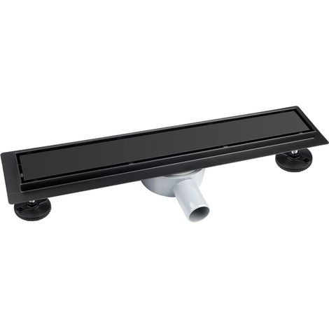 Caniveau Douche Italienne Noir 60 cm, 2 en 1 Caniveau de Douche Extra Plate,Acier INOX, Avec 359° Siphon, Bloqueur D'odeurs et Filtre à Cheveux,Drainage Rapide (1/5)