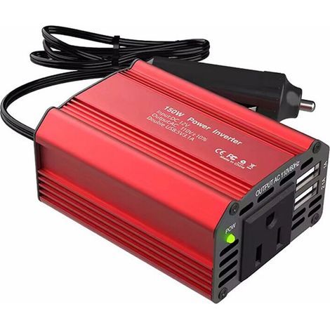 Onduleur de Voiture 150 W, Convertisseur de Puissance 12 V à 220 V, Booster, Convertisseur de Puissance pour Automobile, Prise UE B (1/2)