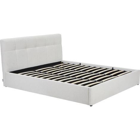 Letto con contenitore 180 x 200 cm Tessuto bouclette Bianco - MAZIRI (1/5)