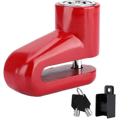 Antivol de disque de frein, antivol de sécurité pour disque de frein, antivol robuste pour disque de frein de roue de vélo, scooter, moto et vélo (rouge) (1/5)
