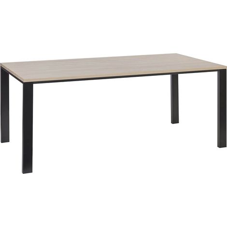 Table repas 200cm plateau aspect bois finition Urban Oak pieds métal noir - BRIDGE (1/5)