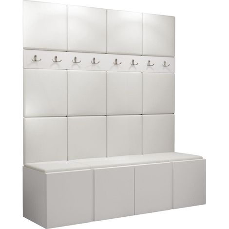 Conjunto para recibidor Pinis V, Cuero ecológico Soft 017, 186x168x46cm, Cuero ecológico, Aglomerado laminado, Colocada, Montada en la pared (1/5)