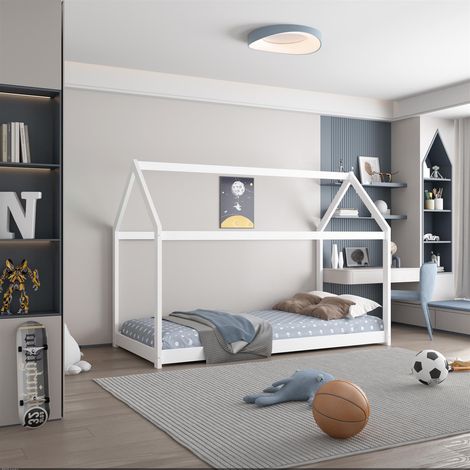 House Bed Kids White 3ft Single Wooden Durable Pine Children Bedroom (1/5)