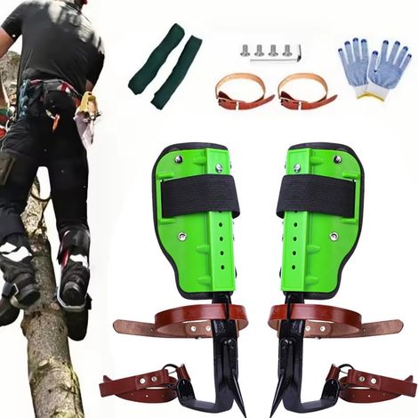 Arbres Crampons d'arbre à l'escalade,Équipement d'escalade des Arbres,Chaussures d'escalade d'arbre,Hauteur des Pieds réglable, avec Cuir à Fixation par Clip,pour grimpe Arbre et Sports