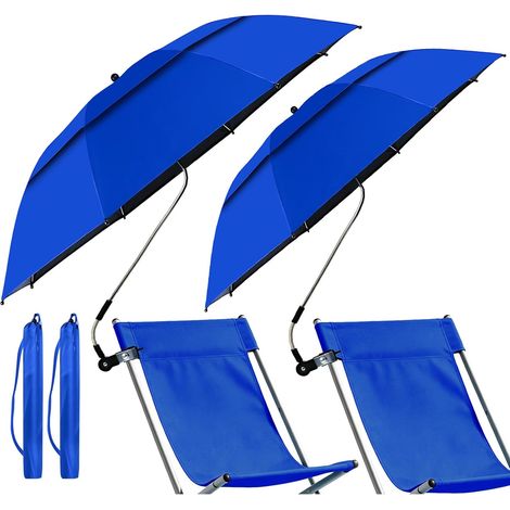Lot de 2 parasols de plage pour chaise avec support de serrage, UPF 50+ réglable à 360°, parasol de plage compact pour chaise de plage, chaise longue, chaise de camping, fauteuil roulant (1/5)