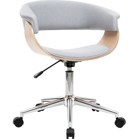 Sillón de escritorio moderno tejido gris y madera clara OKTAV