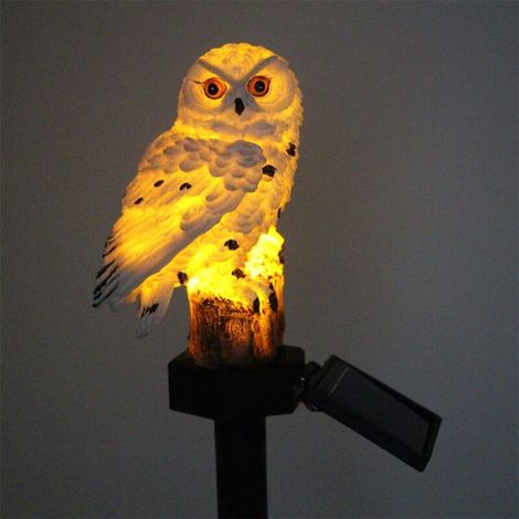 Lampe solaire LED (blanche) en forme de hibou pour jardin, éclairage extérieur étanche D