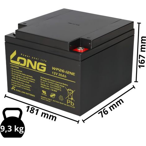 Kung Long WP26-12NE 12V 26Ah AGM Bleiakku M5 zyklenfest (1/5)