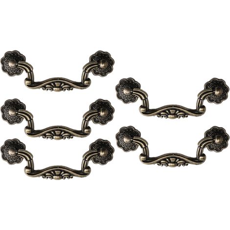 Lot de 5 poignées de meuble, alliage de zinc, style vintage, entraxe 76mm et 96mm, pour commode et armoire (1/5)