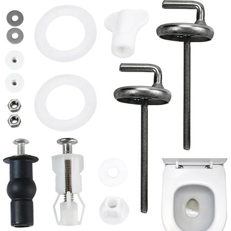 Vis de fixation pour abattant de toilette, kit de fixation de charnières en acier inoxydable (6 pièces), charnières universelles, vis de rechange, abattant de toilette à démontage rapide (1/5)