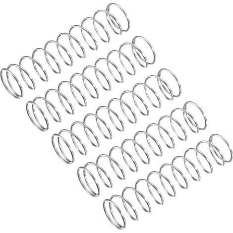 5 Pièces - Ressort De Compression - Acier Inoxydable 304 - Extrémités Fermées Pour Force Stable - Usage Industriel Et Ménager - Argenté - 12x50mm (1/5)