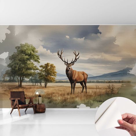 Selbsthaftend Tapete für Wohnzimmer Schlafzimmer Küche - Wanddekoration Majestätischer Hirsch 416x254 cm (1/5)