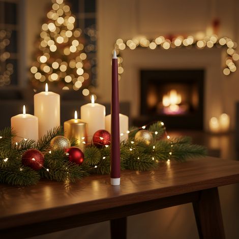 Candela natalizia Led touch stelo per decorazione ambiente h 25 cm -Bianco (1/4)