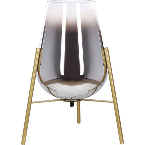 Lampe de Table à Poser Moderne avec Trépie en Verre et en Acier Doré Mena (1/5)