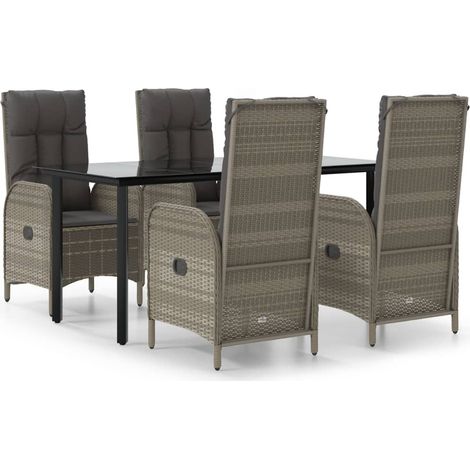 Maison Exclusive - 5-tlg. Garten-Essgruppe mit Kissen Schwarz und