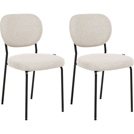 Lot de 2 Chaises de Salle à Manger Scandinave en Tissu Sans Accoudoirs Rembourré Beige Clair Loleta (1/5)