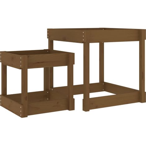 Tables à sable 2 pcs marron miel bois de pin massif (1/5)