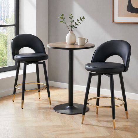 MEUBLIV Tabouret de bar pivotant 360° noir – lot de 2, sans matelas (1/5)
