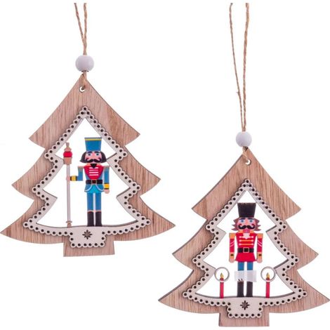 Set de 2 décorations de Noël en bois Soldats casse-noisette - 10x22cm (1/3)