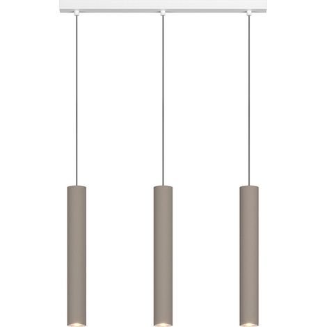 Lampadario Moderno Aygo Rettangolare Metallo Bianco E Sabbia 3 Luci Gu10