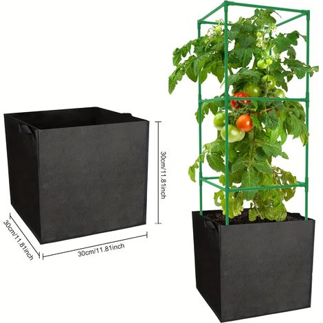 3 sacs de culture horticole respirants, 26,5 litres Square Grow Bag - léger et durable à l'intérieur et à l'extérieur (1/5)