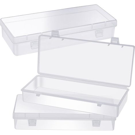 Petite boîte de rangement rectangulaire en plastique transparent avec couvercle à charnière pour perles, bijoux et articles de bricolage (1/5)