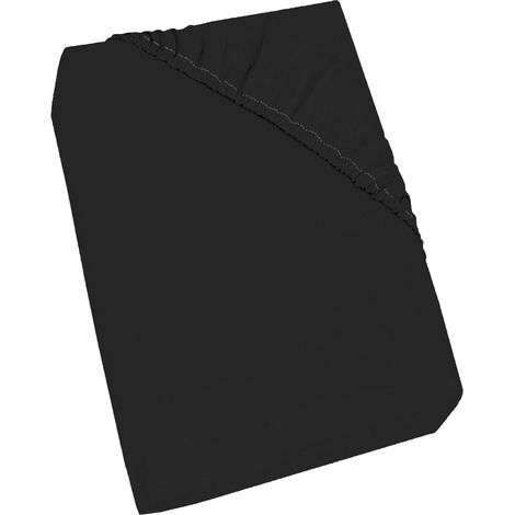 Lenzuolo Sotto Matrimoniale Maxi con Angoli ed Elastico Tinta Unita Nero (1/5)